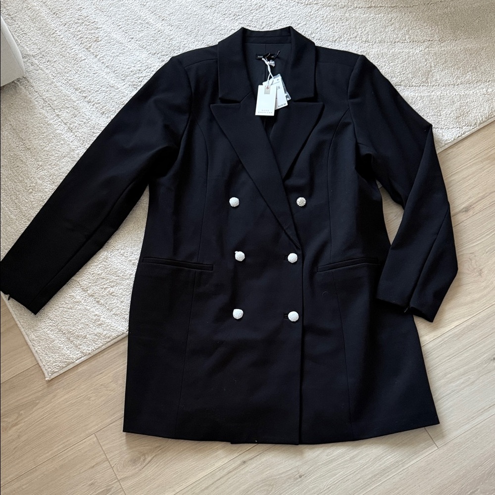 NEW- Good American Ponte Embellished Executive Blazer Minidress - Picture 2 of 16